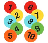 ZIECE Numbered Poly Point Markers 9 Inch Non-Slip Rubber Floor Points for Gym Flat Cones with Numbers Agility Marker Poly Dots for Classroom Dance Sports Football Basketball