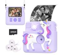 Ziegoal Kids Camera Instant Print, 1080P Cameras for Kids Girls Toys Age 6-8, Christmas Birthday Gift for 7 8 9 10 Year Old Girls, Kids Toys for Girls Age 3-12 with 3 Rolls Paper and a 32G Card-Purple