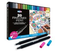 Zieler 20 Colour Fineliner Pens (0.4mm) | For Colouring, Writing & Drawing | Smooth, High Precision & Smudge-Free