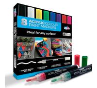 ZIELER Acrylic Color Paint Marker Pen Set, 2.5mm Medium Tip, 8 Assorted Bright Colors