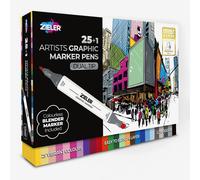 Zieler : Artists' Graphic Marker : Set of 25 With Blending Pen
