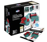 Complete Lino Cutting & Printing Set (30-Pieces) - by Zieler - Ideal for Projects Such as Greeting Cards, Stamps & Much More. Includes Starter Booklet!