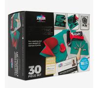 Complete Lino Cutting & Printing Set (30-Pieces) - by Zieler - Ideal for Projects Such as Greeting Cards, Stamps & Much More. Includes Starter Booklet!