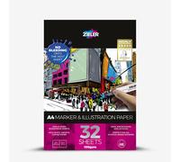 Artists Marker & Illustration Pad | A4 | 100gsm | 32 Sheets of Ultra Smooth, Coated, High-White Paper | Bleedproof - by Zieler®.