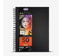 Zieler : Mixed Media Sketchbook : Spiral Bound : 150gsm : 50 Sheets : A4 : Portrait
