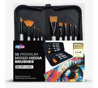 Zieler : Premium Artists' Brushes : Mixed Media with Nylon Brush Case : Set of 10
