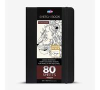 Classic Black Hardcover Art Sketchbook for Pencil, Ink, Charcoal and Pastel Sketching | 80 Sheets - 140gsm | 210mm x 130mm Portrait - by Zieler®