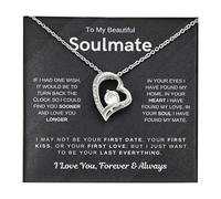 Ziella Forever in My Heart Necklace, Ziella S925 Sterling Silver Pendant Necklace Gift Box, Soulmate Necklace for Wife from Husband, Ziella Jewelry to My Wife Gifts for Valentine's Day (Silver)