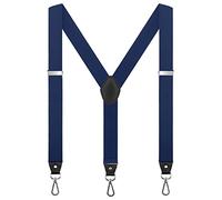 zierso Men's Suspenders for Trousers&Jeans with 3 Quality Swivel Hooks Belt Loops 1.4 Inch Wide Adjustable Braces, Navy, One Size