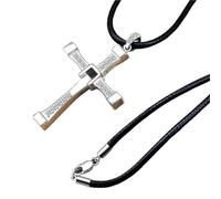 ZIERVIA Cross Necklace Fast and Furious Vin Diesel 925 Sterling Silver Pendant, with Leather Cord or Silver Chain Options for Men Women,Unisex Biker Jewelry Gift(Leather Cord,BOY(22G))