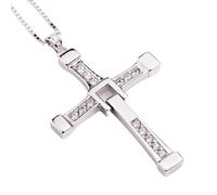 ZIERVIA Fast and Furious Vin Diesel Cross Necklace Sterling Silver 925 - Unisex Box Chain Crucifix Pendant for Men & Women - Couple Matching Set (3 Lengths: 50cm/60cm/70cm)(22G(BOY),60CM)
