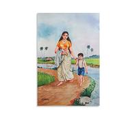 ZIF Kerala Village Girl Painting Poster Decorative Painting Canvas Wall Posters And Art Picture Print Modern Family Bedroom Decor Posters 24x36inch(60x90cm)