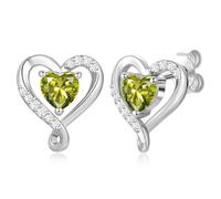 Zifeel Heart Stud Earrings for Women 925 Sterling Silver Birthstone for Girlfriend Daughter Anniversary Birthday Christmas Valentine's Day Mother's Day Jewelry, Sterling Silver and Cubic Zirconia