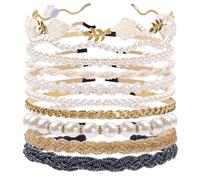 Zifengcer Pearl Headbands Beaded Headband Metal Head Bands No Slip Hair Accessories for Women Girls,Diademas para el pelo de mujer,Cintillos de pelo para mujeres,10 Pack