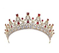 ZIFENGXUAN Ladies Crown Tiara for Women Crystal Headdress Costume Party Hair Accessories Bridal Crown for Princess Birthday Crown Crystal (CRO942) (Clear,Red)