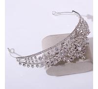 ZIFENGXUAN Luxury Peacock Rhinestone Bridal Tiaras Crowns Baroque Crystal for Bride Headbands Wedding Hair Jewelry Dress Accessories Tiaras and Crowns for Women(H888-01) (Silver White,14.5 * 4.9)