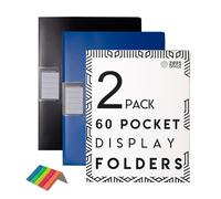 Ziffs Office® 2 x A4 Display Folders with Plastic Pockets - A4 Display Book - Presentation Folders - 250 Sticky Labels - Project Folder - Recyclable Box - British Brand