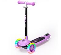 ZIFFY-Kick Scooter for Ages 3-5, 3-Wheel Toddler Scooter with LED Light-Up Wheels, Support up to 50kgs, Adjustable Height 44-70cm (Blue/Green/Red/Purple)