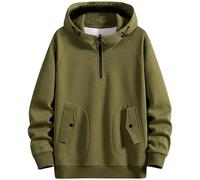 Zifipeoed Men's Hoodie Techwear Hip Hop Urban Streetwear Hoodies Half Zipper Long Sleeve Pullover Japanese Sweatshirt Autumn Winte Green S