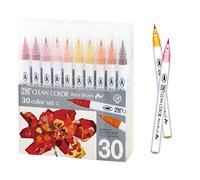 ZIG Clean Color Real Brush Set, 30 Flexible Tips, Watercolor Pens for Painting, Drawing, Calligraphy & Lettering