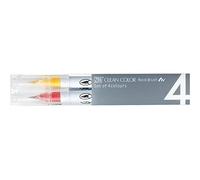 Zig Clean Colour Pure Real Brush Water-Based Dye Pen Set - Set of 4, Brush Tip