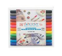 ZIG Fabricolor Twin Tip Pen Sets - 12 Colour Set