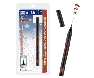 Zig Kuretake ai Liner, Ultra fine Brush tip pen, Brown, Perfect for Delicate Expressions in illustration, calligraphy,Manga, lettering, Sketch, Made in Japan