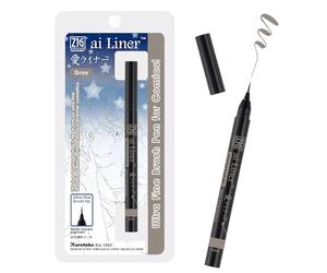 Zig Kuretake ai Liner, Ultra fine Brush tip pen, GRAY, Perfect for Delicate Expressions in illustration, calligraphy,Manga, lettering, Sketch, Made in Japan