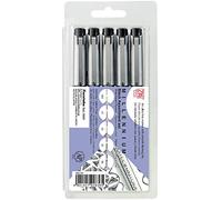 Zig Millennium Assorted Point Pens 5/Pkg-Pure Black