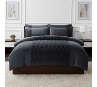 Zig Zag 3D Teddy Duvet Cover Set Ultra Soft Teddy Fleece Bedding With Pillowcases Grey