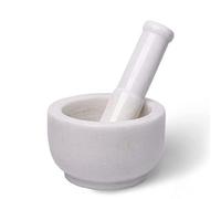 Zig Zag 4 Inch Natural Granite Marble Mortar and Pestle Set Solid White Stone Marble Grinder for Guacamole, Herbs, Spices, Medicine
