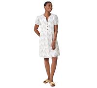 Zig-Zag Embroidered Cotton Tunic Dress Roman Cream 20