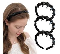 Zig Zag Headband, 2025 Upgraded Fashion Tooth Hair Comb headband, Comfort Wavy Toothed Headbands for Women's Hair, Hard Headbands for Women, Men, Teens and Girls (3Pcs, Black)