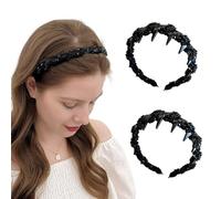 Zig Zag Headband, 2025 Upgraded Fashion Tooth Hair Comb headband, Comfort Wavy Toothed Headbands for Women's Hair, Hard Headbands for Women, Men, Teens and Girls (2Pcs, Black)