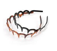 Zig Zag Headbands,2pcs Headband With Teeth,Plastic Comb Headbands,Shark Tooth Hair Comb,Zigzag Headbands for Women,Curly Hair Headband,Wavy Headband for Washing Face,Hair Accessories,Brown,Black