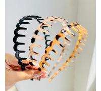 Zig Zag Headbands for Women 3Pcs, Non-Slip Comb Headband, Acetate Tortoise Shell Hair Band with Teeth,U Shape Reversible Headband, Retro High Skull Headbands, Shark Tooth Wavy Hair Band