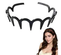 Zig Zag Headbands for Women, Acrylic U-Shape Toothed Hair Hoop, Durable Elastic Anti-Slip Hair Accessory to Tame Bangs & Flyaways, Euro-American Style Hairband for Daily Outings/Work/Party (Black)