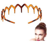 Zig Zag Headbands for Women Non Slip - Fashion Accessories for Slicked Back Styles - Comfortable Comb Headband with Teeth | Ideal Gifts for Women - Tortoise & Black Headband (Brown)