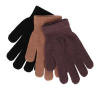 ZIG ZAG - Kid's Neckar Knitted Gloves 3-Pack - Gloves size One Size, brown
