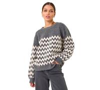 Zig Zag Knitted Jumper Roman Grey 14