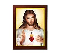 zig zag Lord Jesus Christ Photo Frame For wall / room Size Medium ( 13.5x9.5 inches, Acrylic Glass) 2,Brown