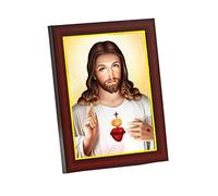 ZIG ZAG Lord Jesus Christ Small Photo Frame For Wall/Table/Room Size Small (6x8 inches, brown golden)
