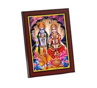 zig zag Lord Lakshmi Narayan / Lord Vishnu With Lakshmi Mata Photo Small Photo Frame For Wall Table Size Small ( 6x8 inches, Acrylic Glass),Brown