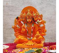 Zig Zag Lord Panchmukhi Hanuman ji Murti/Statue Orange Sankat Mochan Polyresin Idol for Pooja Temple/Home Decor Car Office (Size - 6 Inches)