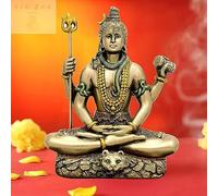 ZIG ZAG Lord Shiva Mahakal Statue Decorative Hindu Idol Sculpure for Home, Pooja Room, Office and Religious Gift (Golden, 8.5 Inches)