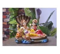 Zig Zag Lord Vishnu Laxmi Idol Vishnu Bhagvan Laxmi ji Sitting On SheshnagMurti Pooja Room, Home, Office, Diwali Gift (Multicolor, 8 Inches)