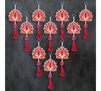 ZIG ZAG Pack of 10 Lotus Hangings for Diwali Decoration - Floral Wall Hangings for Temple, Wedding, Festival, and Christmas Decor (22.8 cm x 9.6 cm) Latkan Toran