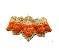 Zig Zag Panchmukhi Hanuman Hanging Idol for Door Entrance - Five Faces of Hanuman Murti Statue for Pooja, Door Entrance, or Wall Hanging - Bajrang Bali Showpiece, 17.6 cm Wide, Orange