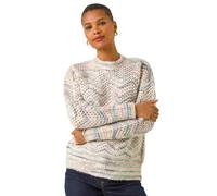 Zig Zag Pointelle Knit Jumper Roman Light Grey 16