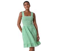 Zig Zag Print Shirred Cotton Dress Roman Green 18